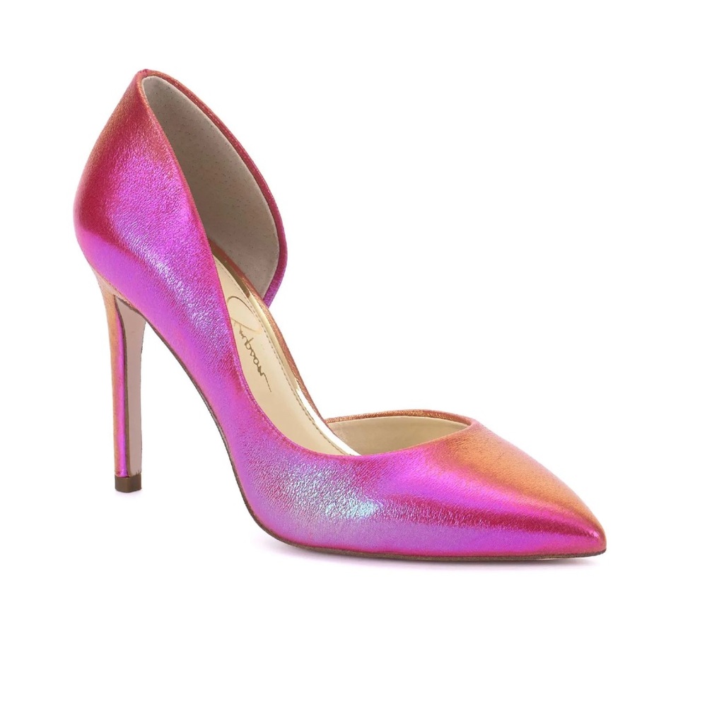 Jessica Simpson Womens Prizma 6 Metallic Pointed Toe D'Orsay Heels
